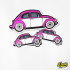 VW - VOLKSWAGEN BEETLE Pink & White Vinyl Sticker