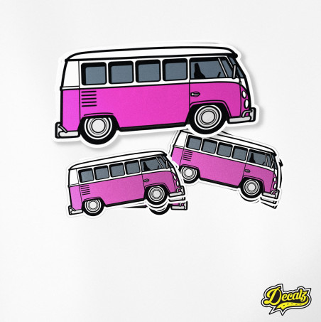 VW - VOLKSWAGEN T1 SPLIT WINDOW BUS Pink Vinyl Sticker